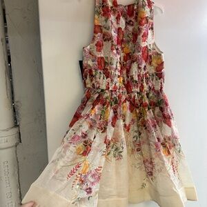 Floral Dress in Cream and Red